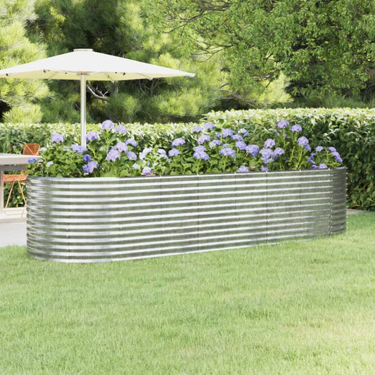 Canteiro elevado jardim 322x100x68 aço galvanizado prateado