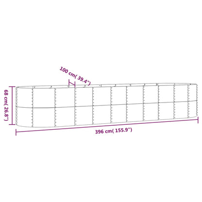 Canteiro elevado jardim 396x100x68 aço galvanizado prateado