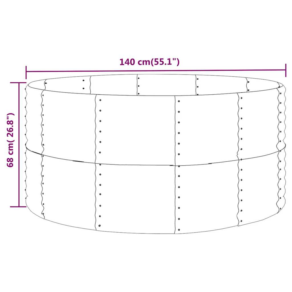 Canteiro elevado jardim 140x140x68 aço galvanizado antracite