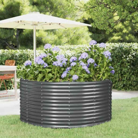 Canteiro elevado jardim 140x140x68 aço galvanizado antracite
