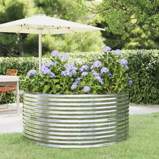 Canteiro elevado jardim 140x140x68 aço galvanizado prateado
