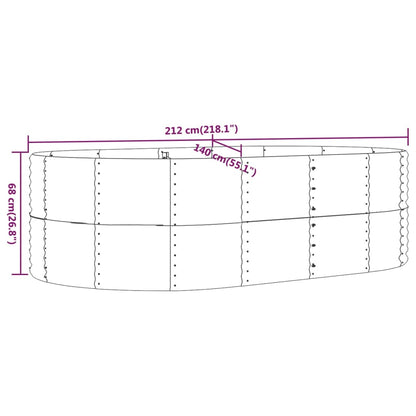 Canteiro elevado jardim 212x140x68 aço galvanizado castanho