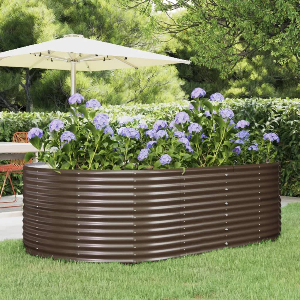 Canteiro elevado jardim 212x140x68 aço galvanizado castanho