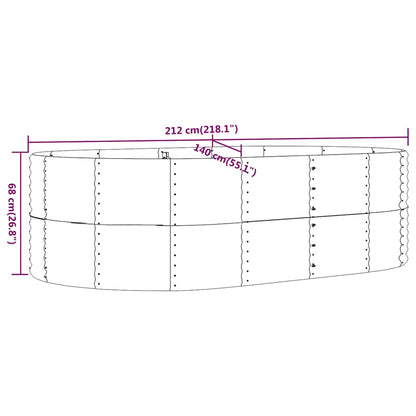 Canteiro elevado de jardim 212x140x68 cm, antracite, aço galvanizado