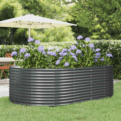Canteiro elevado de jardim 212x140x68 cm, antracite, aço galvanizado