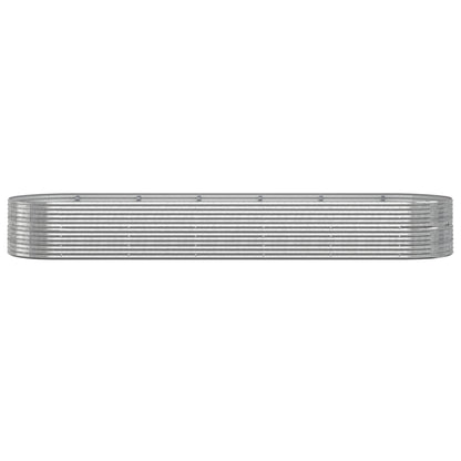 Canteiro elevado jardim 510x140x68 aço revestido a pó prateado