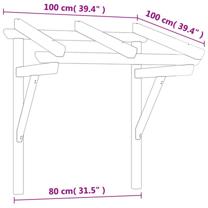 Toldo de porta 100x100x80 cm pinho maciço impregnado