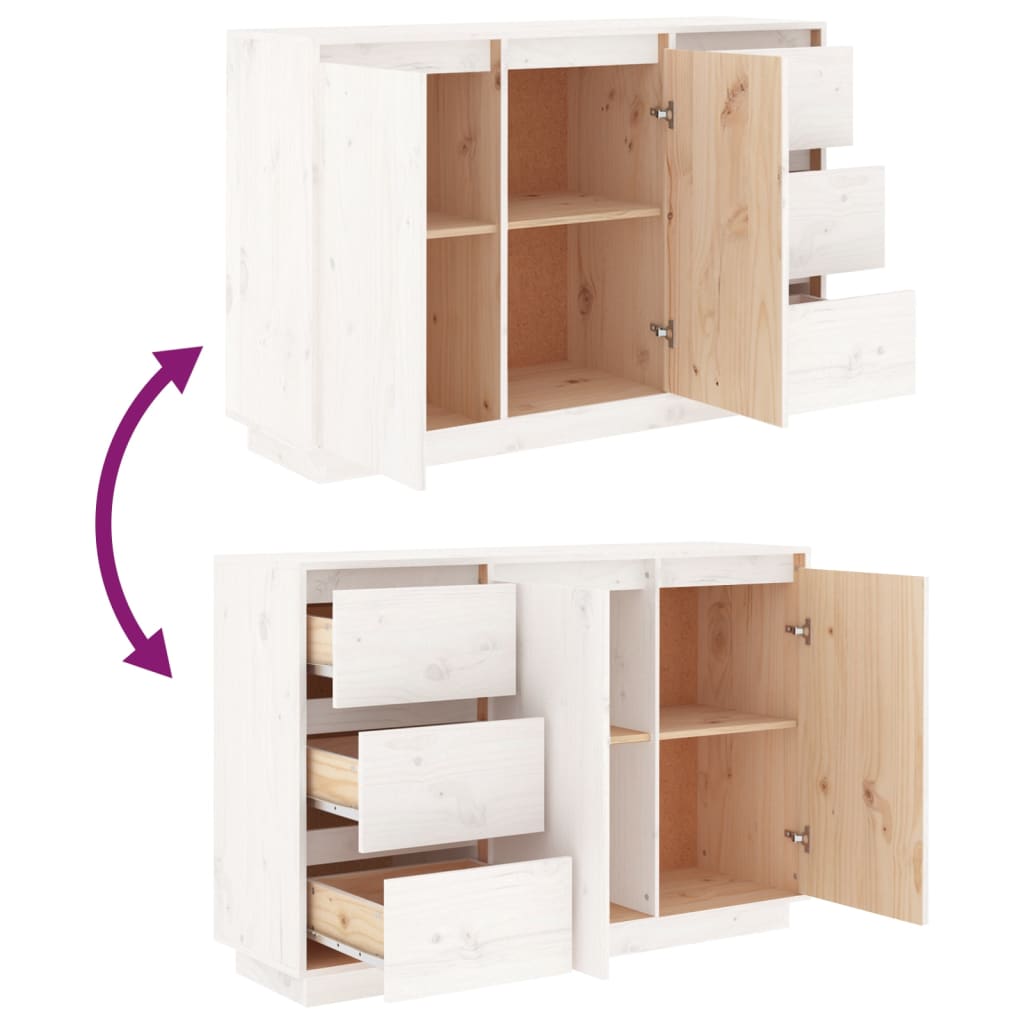 Aparador 111x34x75 cm madeira de pinho maciça branco