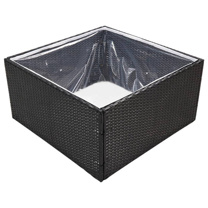 Vaso/floreira de jardim 80x80x40 cm vime PE preto