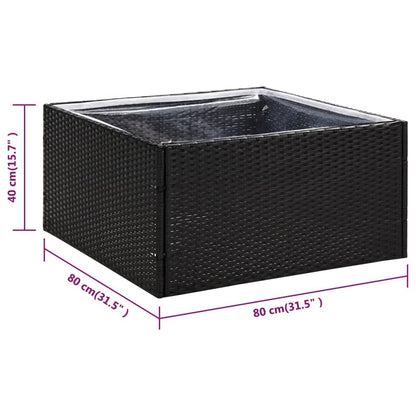 Vaso/floreira de jardim 80x80x40 cm vime PE preto