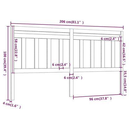 Cabeceira de cama 206x4x100 cm pinho maciço