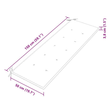 Banco Batávia c/ almofadão cinza 150 cm madeira de teca maciça