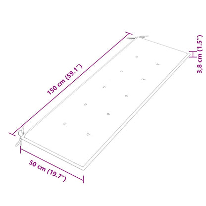 Banco Batavia com almofadão bege 150 cm madeira de teca maciça