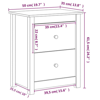 Mesas de cabeceira 2pcs 50x35x61,5 cm pinho maciço preto