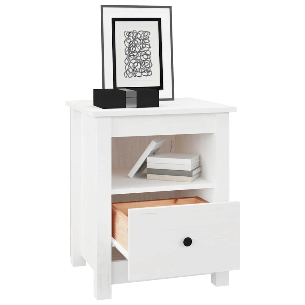 Mesa de cabeceira 40x35x49 cm madeira de pinho maciça branco