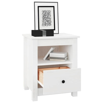 Mesa de cabeceira 40x35x49 cm madeira de pinho maciça branco
