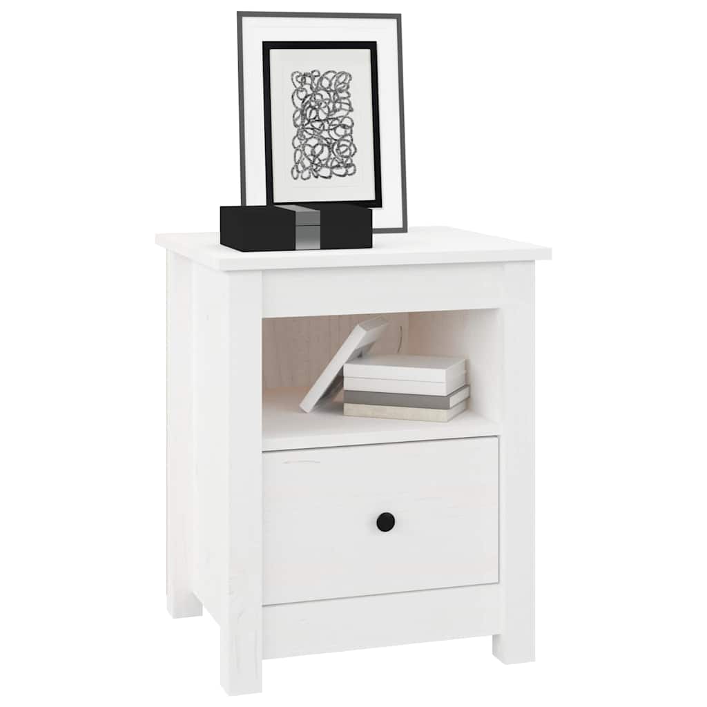 Mesa de cabeceira 40x35x49 cm madeira de pinho maciça branco