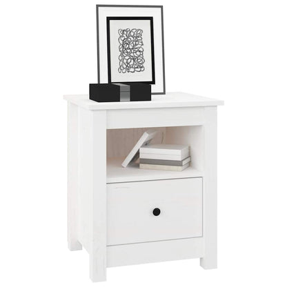 Mesa de cabeceira 40x35x49 cm madeira de pinho maciça branco