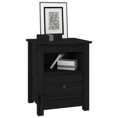 Mesa de cabeceira 40x35x49 cm madeira de pinho maciça preto