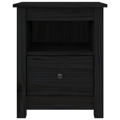 Mesa de cabeceira 40x35x49 cm madeira de pinho maciça preto