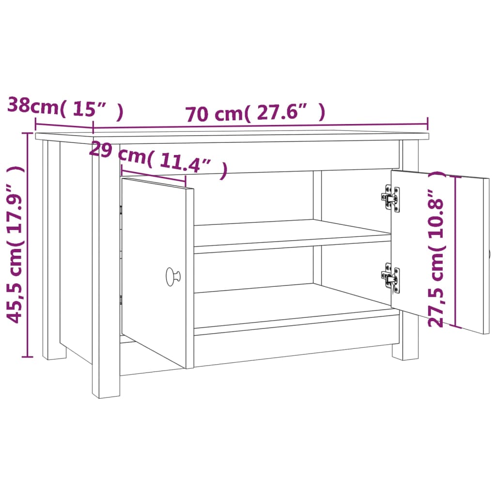Sapateira 70x38x45,5 cm pinho maciço branco