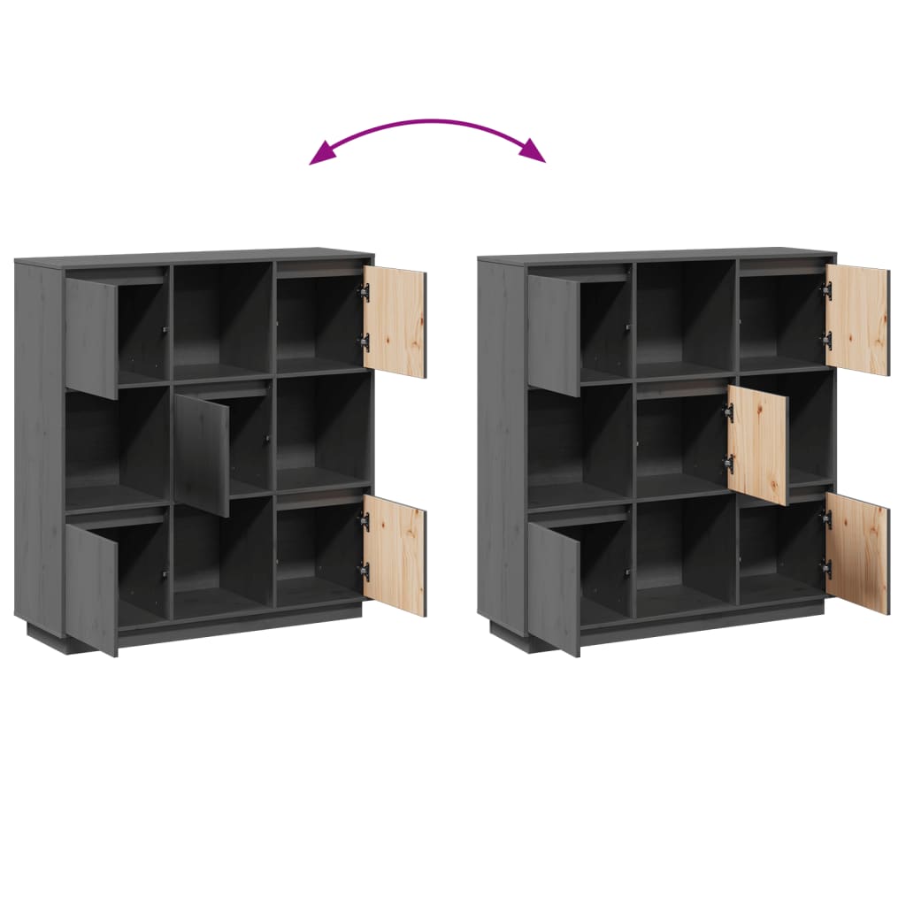 Aparador alto 110,5x35x117 cm pinho maciço cinza