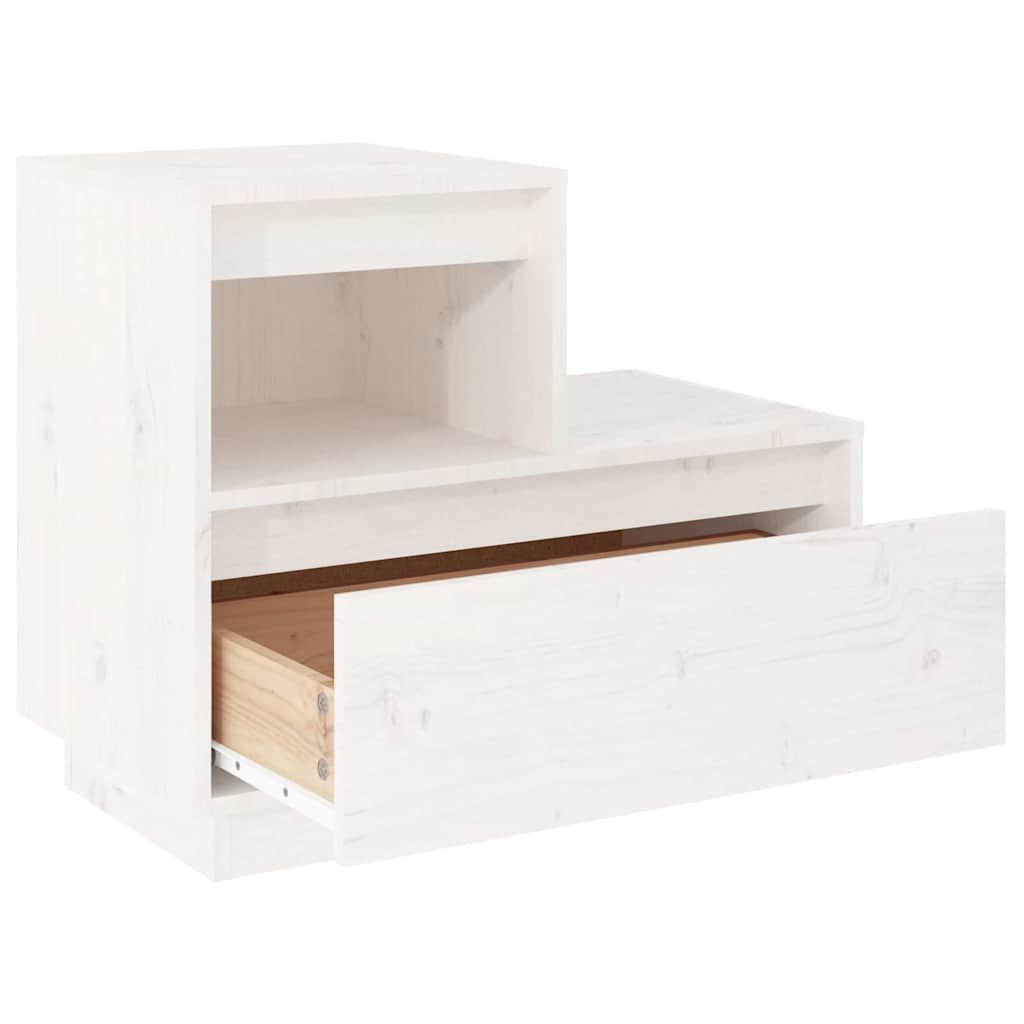 Mesa de cabeceira 60x34x51 cm madeira de pinho maciça branco
