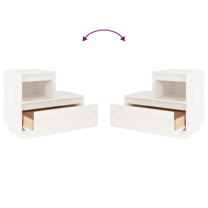 Mesa de cabeceira 60x34x51 cm madeira de pinho maciça branco