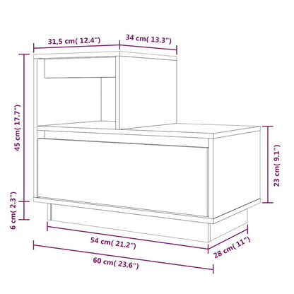 Mesa de cabeceira 60x34x51 cm madeira de pinho maciça branco