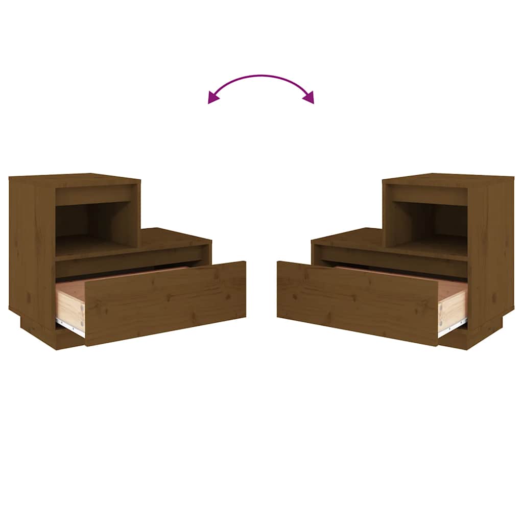 Mesas de cabeceira 2 pcs 60x34x51 cm pinho maciço castanho mel