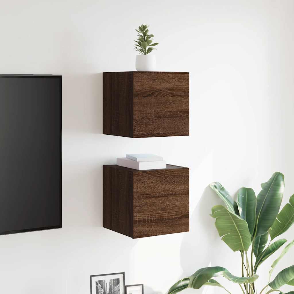 Móveis de TV de paredecor carvalho castanho, 2pcs