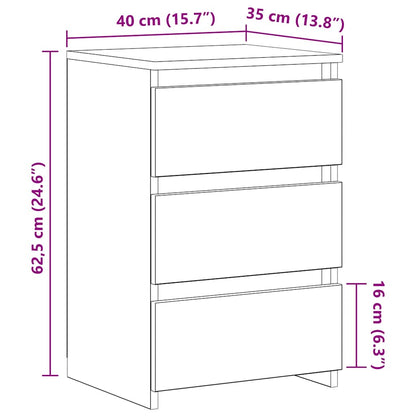 Mesas cabeceira 2pcs 40x35x62,5cm madeira proc. carvalho fumado