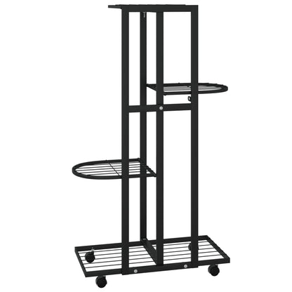 Suporte vasos c/ 4 prateleiras e rodas 44x23x80 cm ferro preto