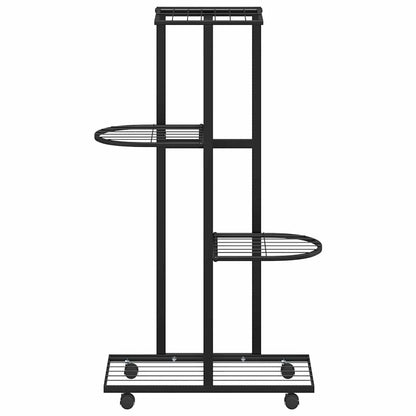 Suporte vasos c/ 4 prateleiras e rodas 44x23x80 cm ferro preto