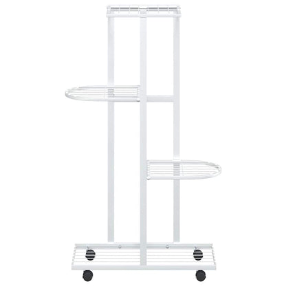 Suporte vasos c/ 4 prateleiras e rodas 44x23x80 cm ferro branco