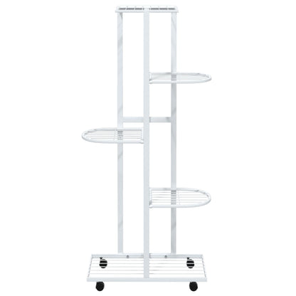 Suporte vasos c/ 5 prateleiras e rodas 44x23x100cm ferro branco