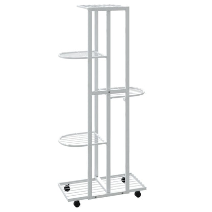 Suporte vasos c/ 5 prateleiras e rodas 44x23x100cm ferro branco