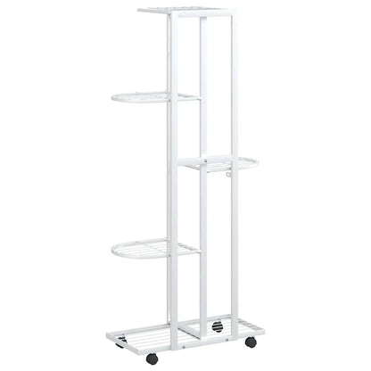Suporte vasos c/ 5 prateleiras e rodas 44x23x100cm ferro branco