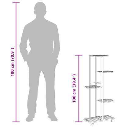 Suporte vasos c/ 5 prateleiras e rodas 44x23x100cm ferro branco