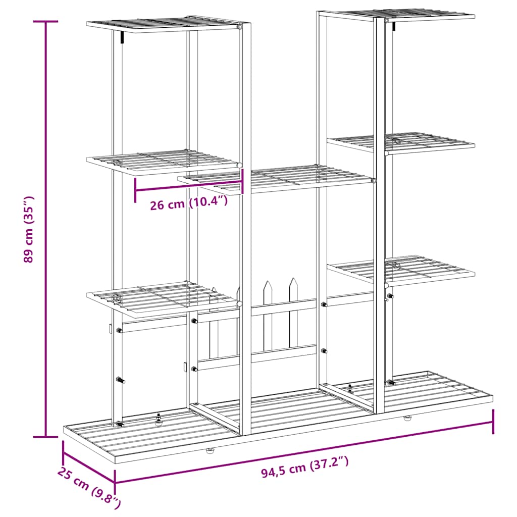 Suporte de vasos 94,5x25x89 cm ferro branco