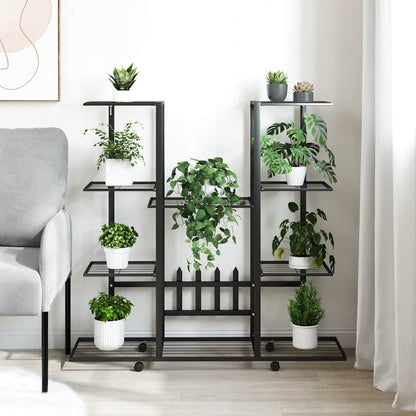 Suporte de vasos c/ rodas 94,5x24,5x91,5 cm ferro preto