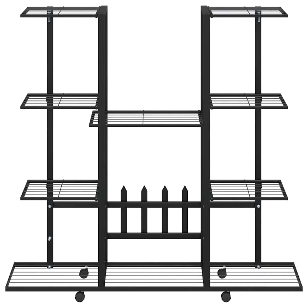 Suporte de vasos c/ rodas 94,5x24,5x91,5 cm ferro preto