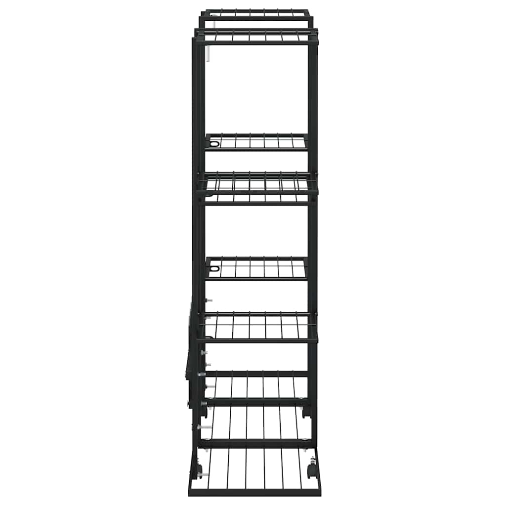 Suporte de vasos c/ rodas 94,5x24,5x91,5 cm ferro preto