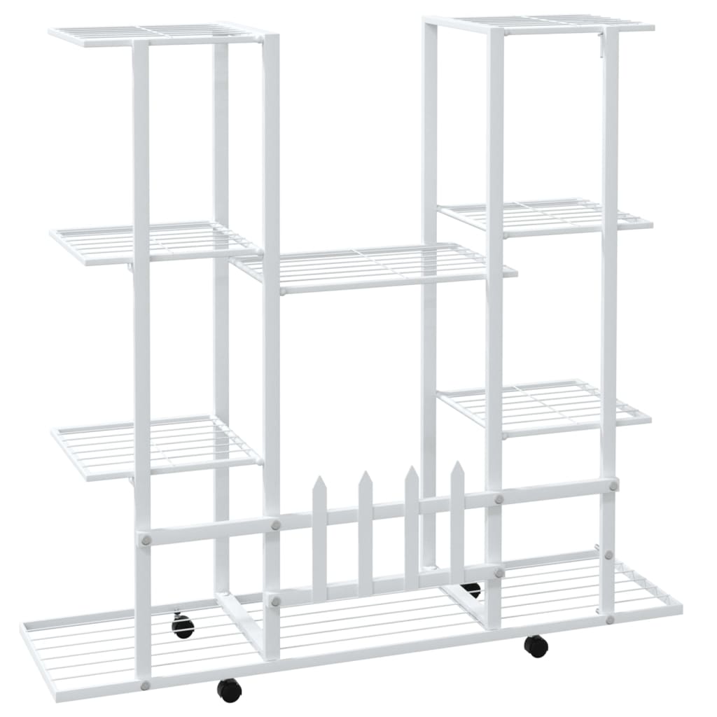 Suporte de vasos c/ rodas 94,5x24,5x91,5 cm ferro branco