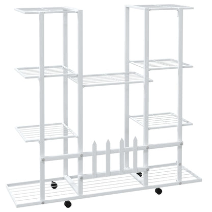 Suporte de vasos c/ rodas 94,5x24,5x91,5 cm ferro branco