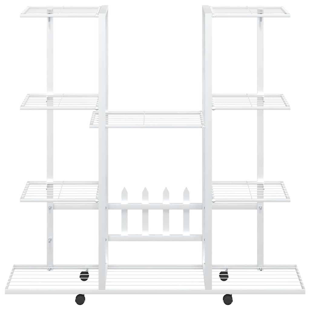 Suporte de vasos c/ rodas 94,5x24,5x91,5 cm ferro branco