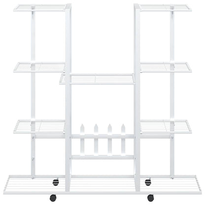 Suporte de vasos c/ rodas 94,5x24,5x91,5 cm ferro branco