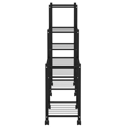 Suporte de vasos c/ rodas 83x25x83,5 cm ferro preto