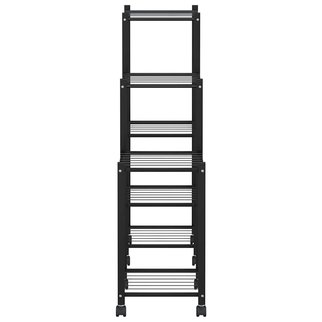 Suporte de vasos c/ rodas 83x25x83,5 cm ferro preto