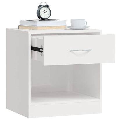 Mesas de cabeceira 2 pcs c/ gaveta branco brilhante